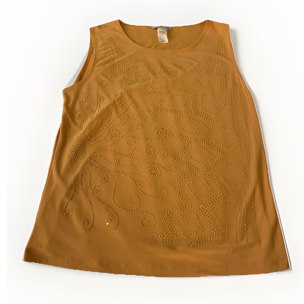 Bleeker & McDougal Tank Top Womens L Mustard Yellow Beaded Embellished Boho Chic